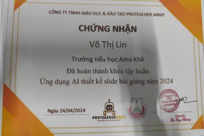 Chứng nhận Hoàn thành Khóa tập huấn AI
